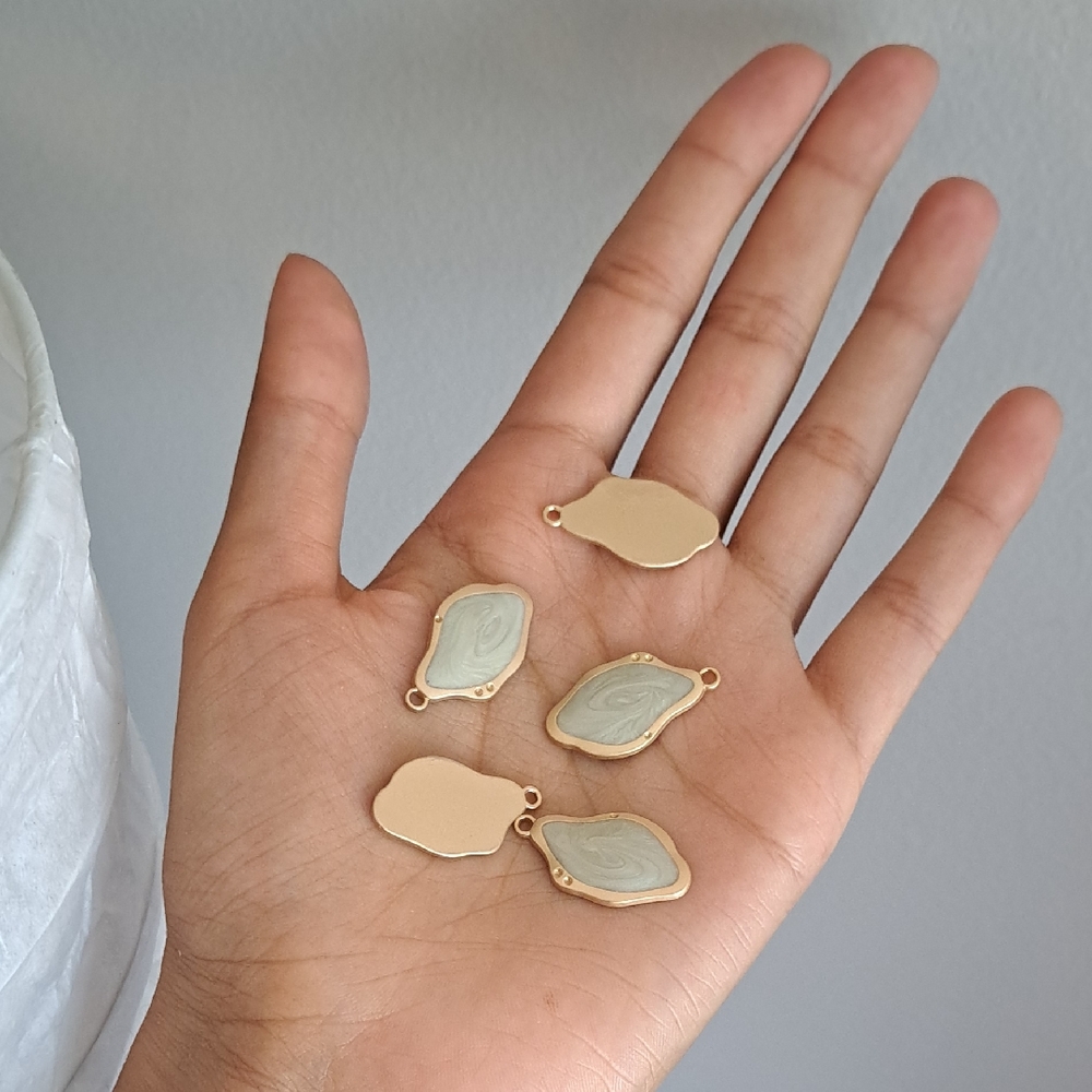 Gold and Green Stone Charms Pkg Of 5